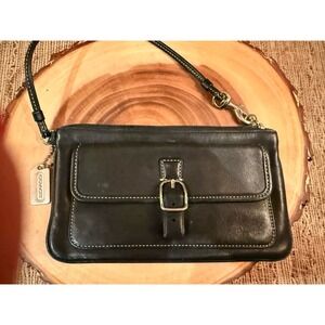 COACH Bleecker Black Leather Vintage Clutch Wristlet Wallet Purse